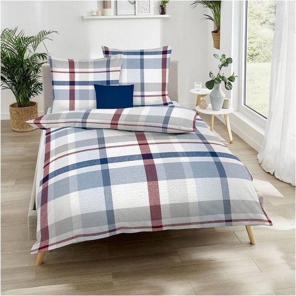 TRAUMSCHLAF Bettwäsche Madras, Seersucker, 2 teilig, klassische Seersucker Bettwäsche im Karo Design