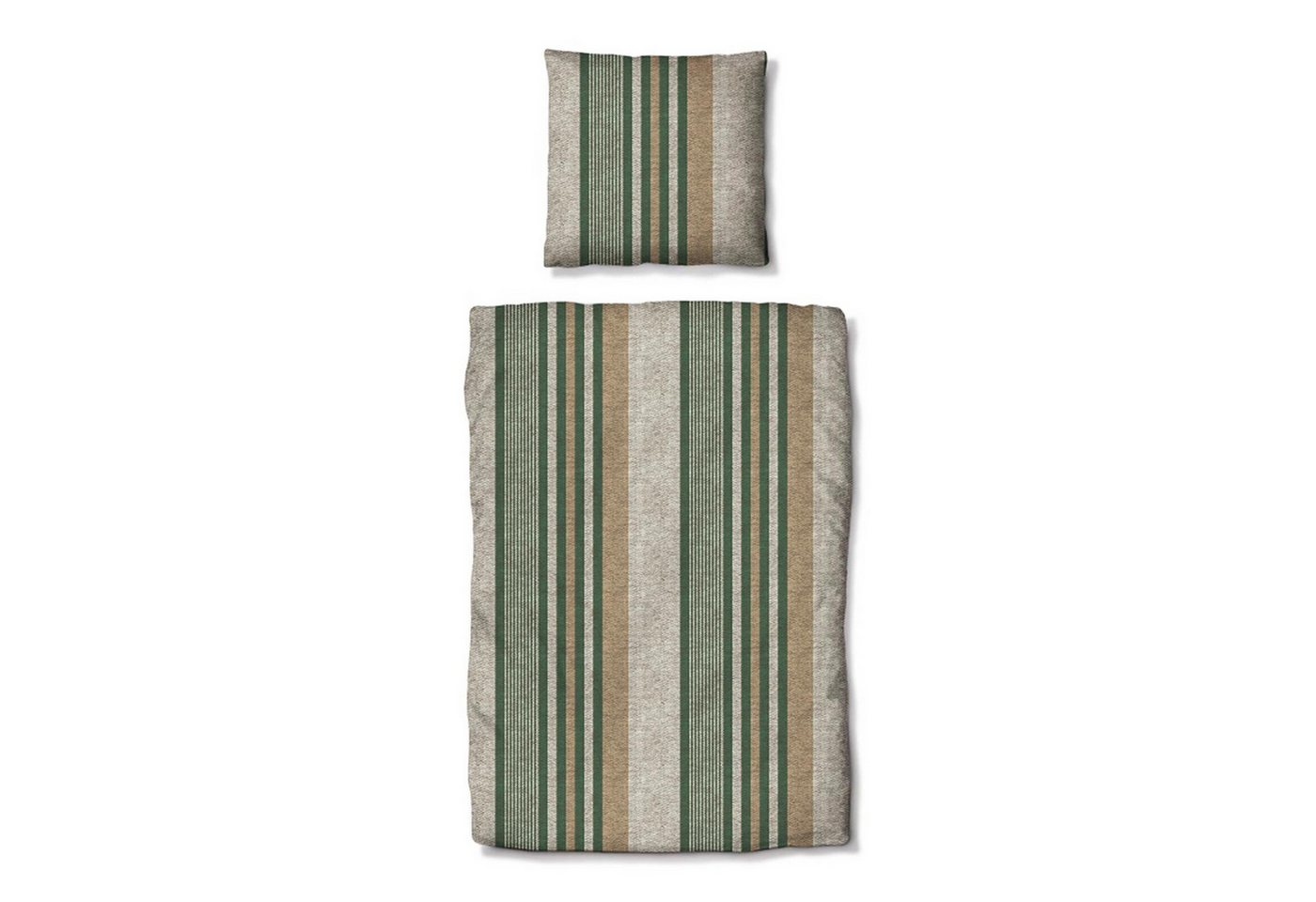 TRAUMSCHLAF Bettwäsche Mountain Stripe Forest, Flanell, 2 teilig, hochwertige Flanell Qualität, besonders flauschig – Bild 4 von 4