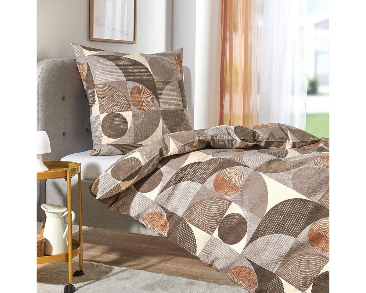 TRAUMSCHLAF Bettwäsche Parma beige, Seersucker, 2 teilig, Design Mustermix – Bild 2 von 4