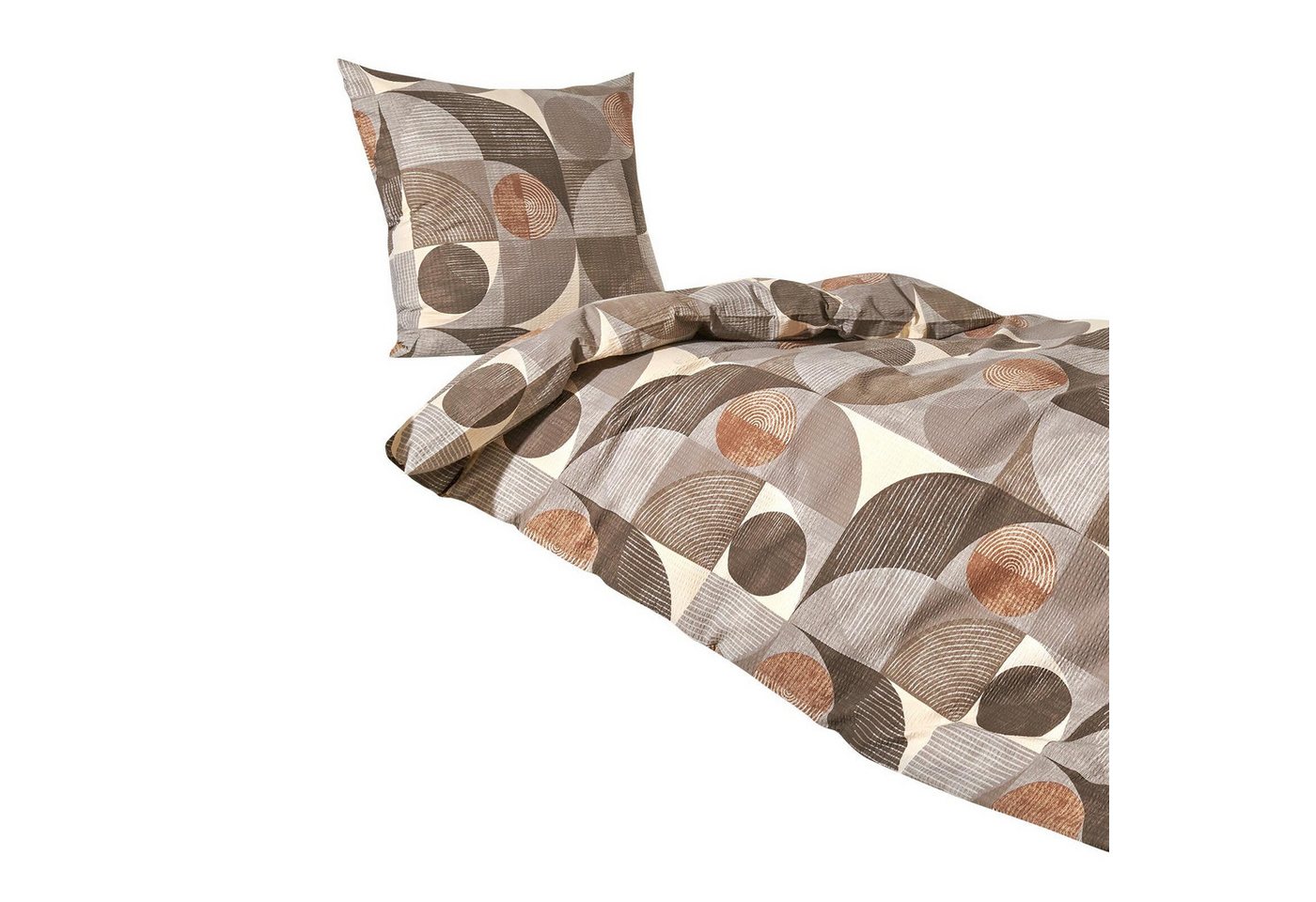 TRAUMSCHLAF Bettwäsche Parma beige, Seersucker, 2 teilig, Design Mustermix – Bild 4 von 4