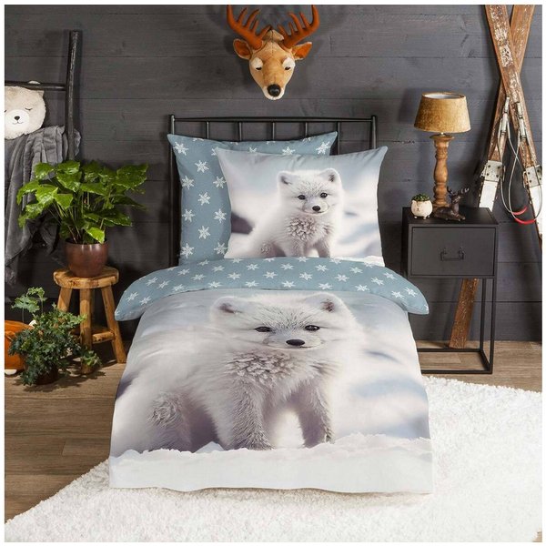 TRAUMSCHLAF Bettwäsche Polarfuchs, Flanell, 2 teilig, besonders weich und warm