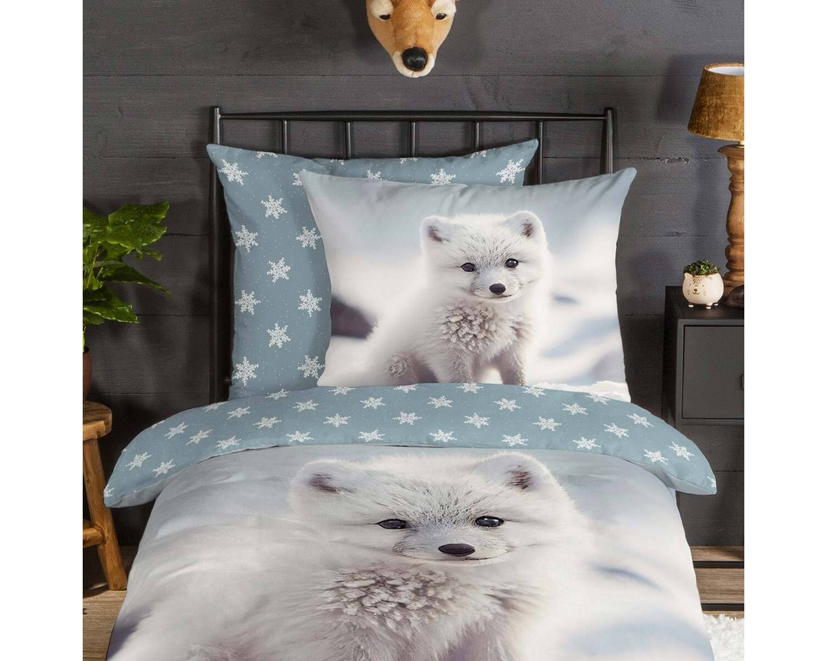 TRAUMSCHLAF Bettwäsche Polarfuchs, Flanell, 2 teilig, besonders weich und warm – Bild 2 von 4