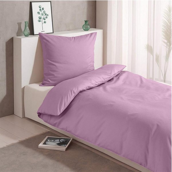 TRAUMSCHLAF Bettwäsche Pure, Mako Satin, 3 teilig, hochwertige Satin Bettwäsche