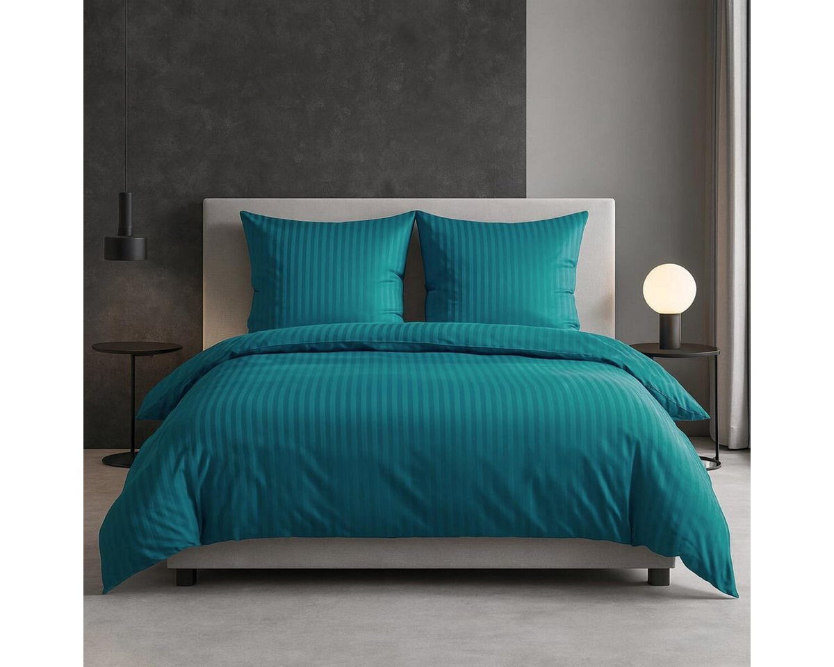 TRAUMSCHLAF Bettwäsche Stripe, Mako Satin, 3 teilig, hochwertige Satin Bettwäsche – Bild 5 von 5