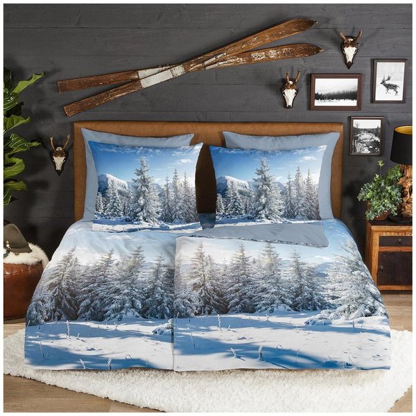 TRAUMSCHLAF Bettwäsche Winterlandschaft, Flanell, 2 teilig, besonders weich und warm