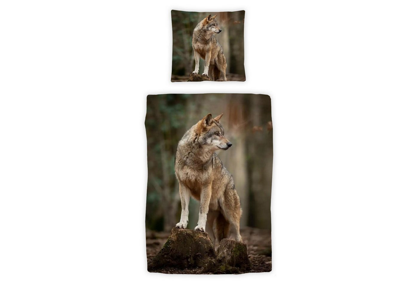 TRAUMSCHLAF Bettwäsche Wolf, Renforce, 2 teilig, tierisches Design in strapazierfähiger Qualität – Bild 4 von 4