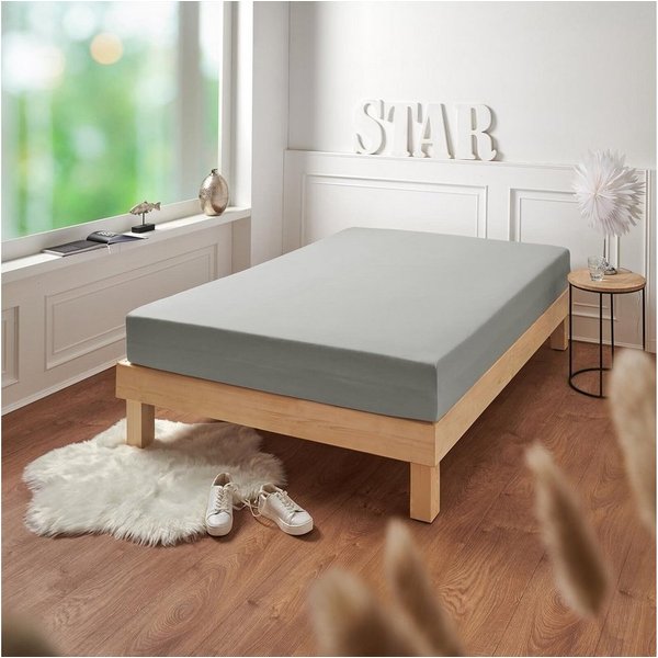 TRAUMSCHLAF Spannbettlaken Premium Interlock, Jersey, Gummizug: Rundumgummi, (1 Stück), auch für hohe Matratzen