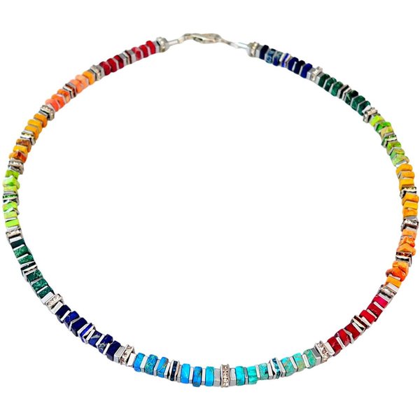traumschmuck Collier 224d Collier Schmuck-/ Edelstein Imperial Jaspis Strass bunt (Geschenk, Muttertag, Weihnachten, Geburtstag, Valentinstag, inkl Schmuckset),