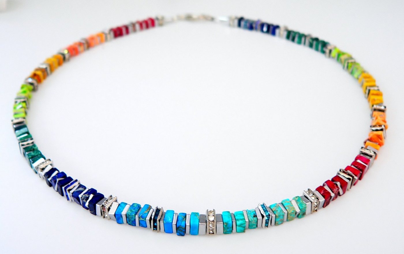 traumschmuck Collier 224d Collier Schmuck-/ Edelstein Imperial Jaspis Strass bunt (Geschenk, Muttertag, Weihnachten, Geburtstag, Valentinstag, inkl Schmuckset), – Bild 2 von 4