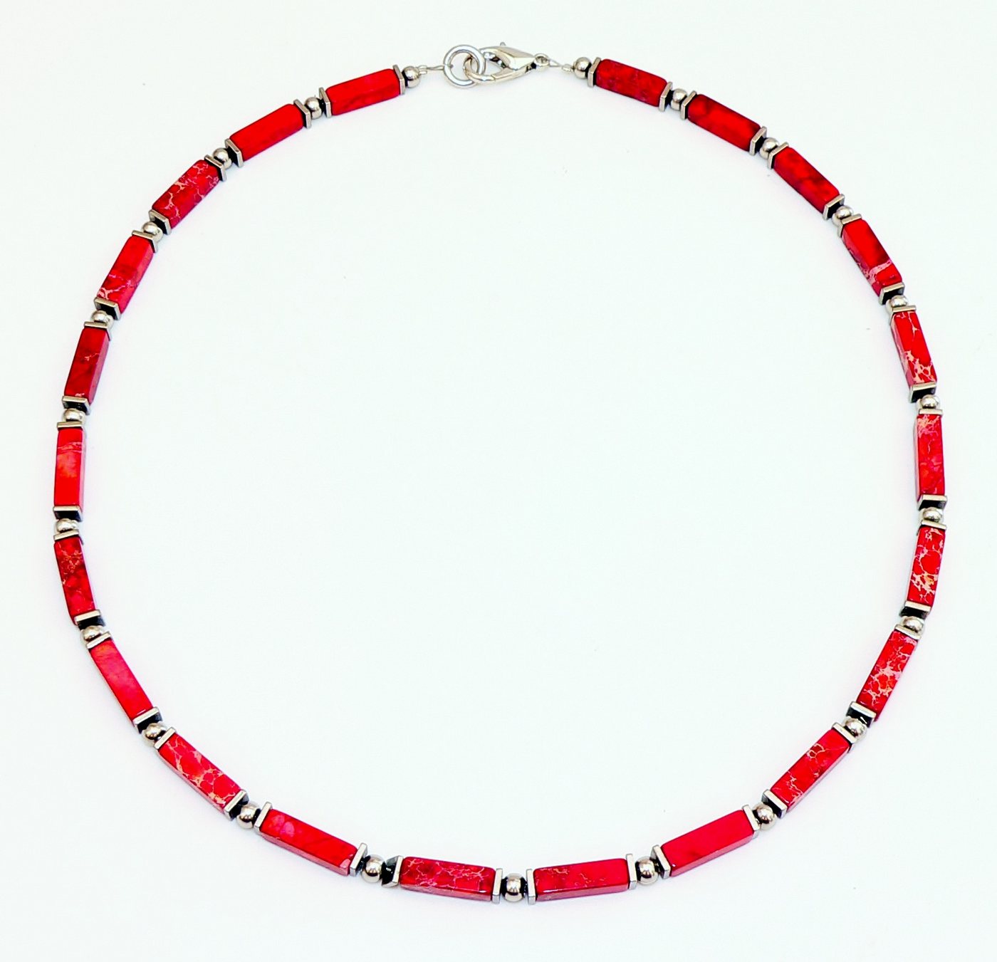 traumschmuck Collier 226a Collier Schmuck,- Edelstein Impression Jaspis rot dunkelrot (Valentinstag, Muttertag), handgefertigt, Made in Germany – Bild 3 von 3
