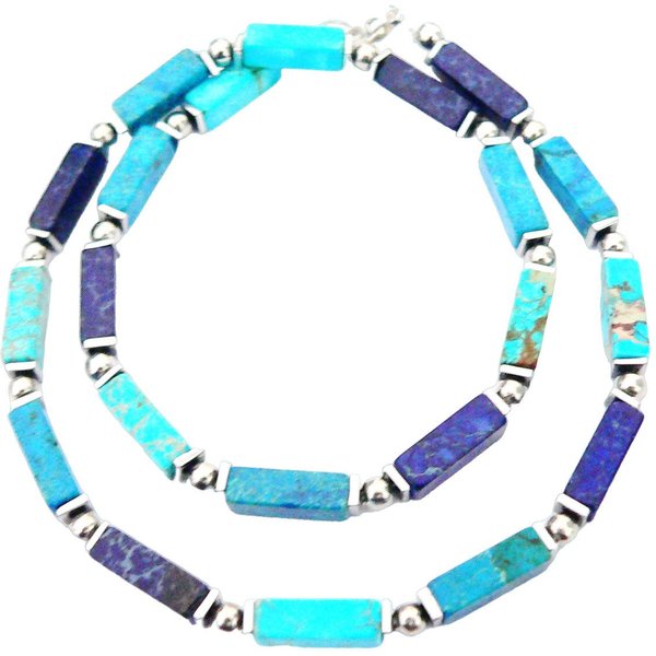 traumschmuck Collier 226nn Collier Schmuck-Edelstein Jaspis blau petrol türkis (Geschenk, Muttertag, Weihnachten, Geburtstag, Valentinstag, inkl Schmuckbox), Ma