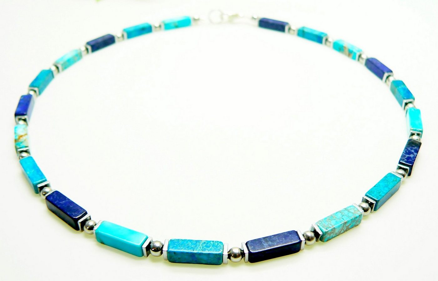 traumschmuck Collier 226nn Collier Schmuck-Edelstein Jaspis blau petrol türkis (Geschenk, Muttertag, Weihnachten, Geburtstag, Valentinstag, inkl Schmuckbox), Ma – Bild 4 von 5
