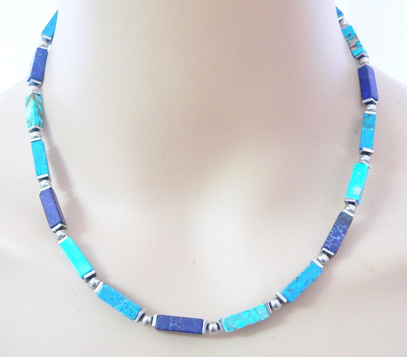 traumschmuck Collier 226nn Collier Schmuck-Edelstein Jaspis blau petrol türkis (Geschenk, Muttertag, Weihnachten, Geburtstag, Valentinstag, inkl Schmuckbox), Ma – Bild 5 von 5