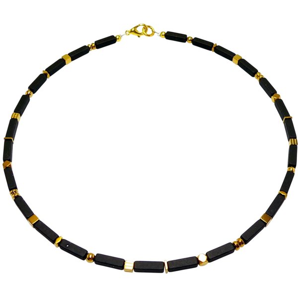 traumschmuck Collier 227a Halskette Collier Schmuck-Edelstein Rechteck Hämatit schwarz (incl. Schmuckbox), handgefertigt, Made in Germany