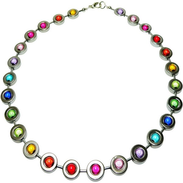 traumschmuck Collier 486ak Halskette Collier Hämatit Donut Ring silber 3D Miracle Perle (incl. Schmuckbox), handgefertigt, Made in Germany