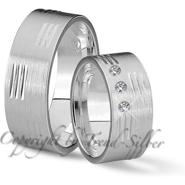 Trauringe123 Trauring Hochzeitsringe Trauringe Partnerringe 925er Silber mit Stein, J49
