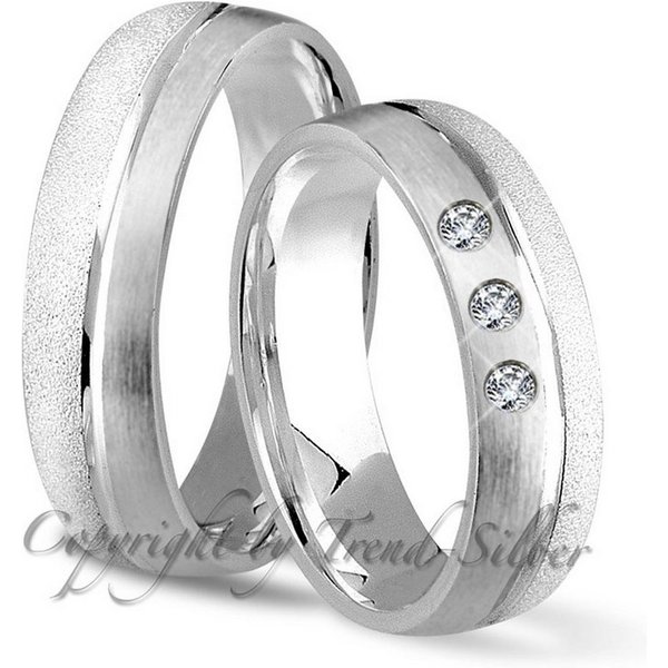 Trauringe123 Trauring Hochzeitsringe Verlobungsringe Trauringe Eheringe Partnerringe aus 925er Silber mit Stein J12