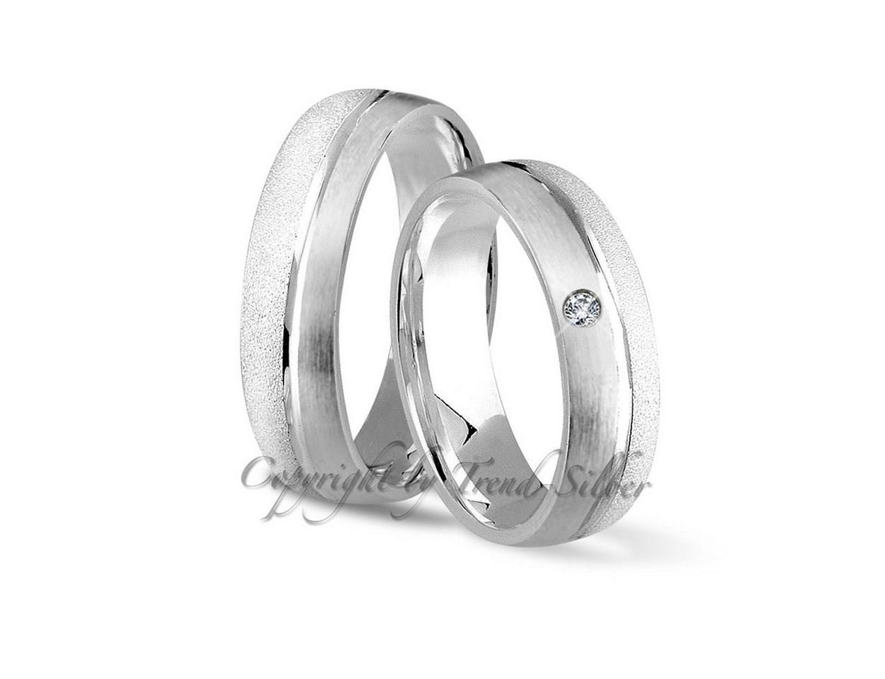 Trauringe123 Trauring Hochzeitsringe Verlobungsringe Trauringe Eheringe Partnerringe aus 925er Silber mit Stein J12 – Bild 2 von 3