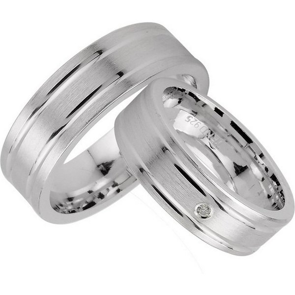 Trauringe123 Trauring Hochzeitsringe Verlobungsringe Trauringe Eheringe Partnerringe mit Stein, Silber 925, J43