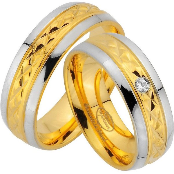 Trauringe123 Trauring Hochzeitsringe Verlobungsringe Trauringe Eheringe Partnerringe aus Edelstahl ohne und mit Stein, JE75