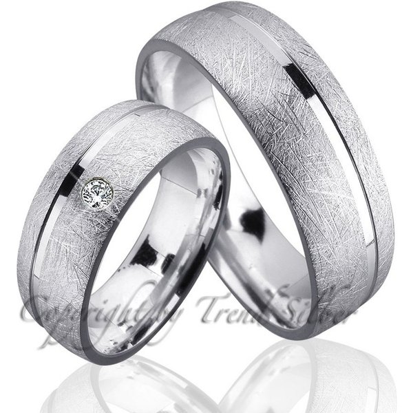 Trauringe123 Trauring Hochzeitsringe Verlobungsringe Trauringe Eheringe Partnerringe aus 925er Silber mit Stein, J91