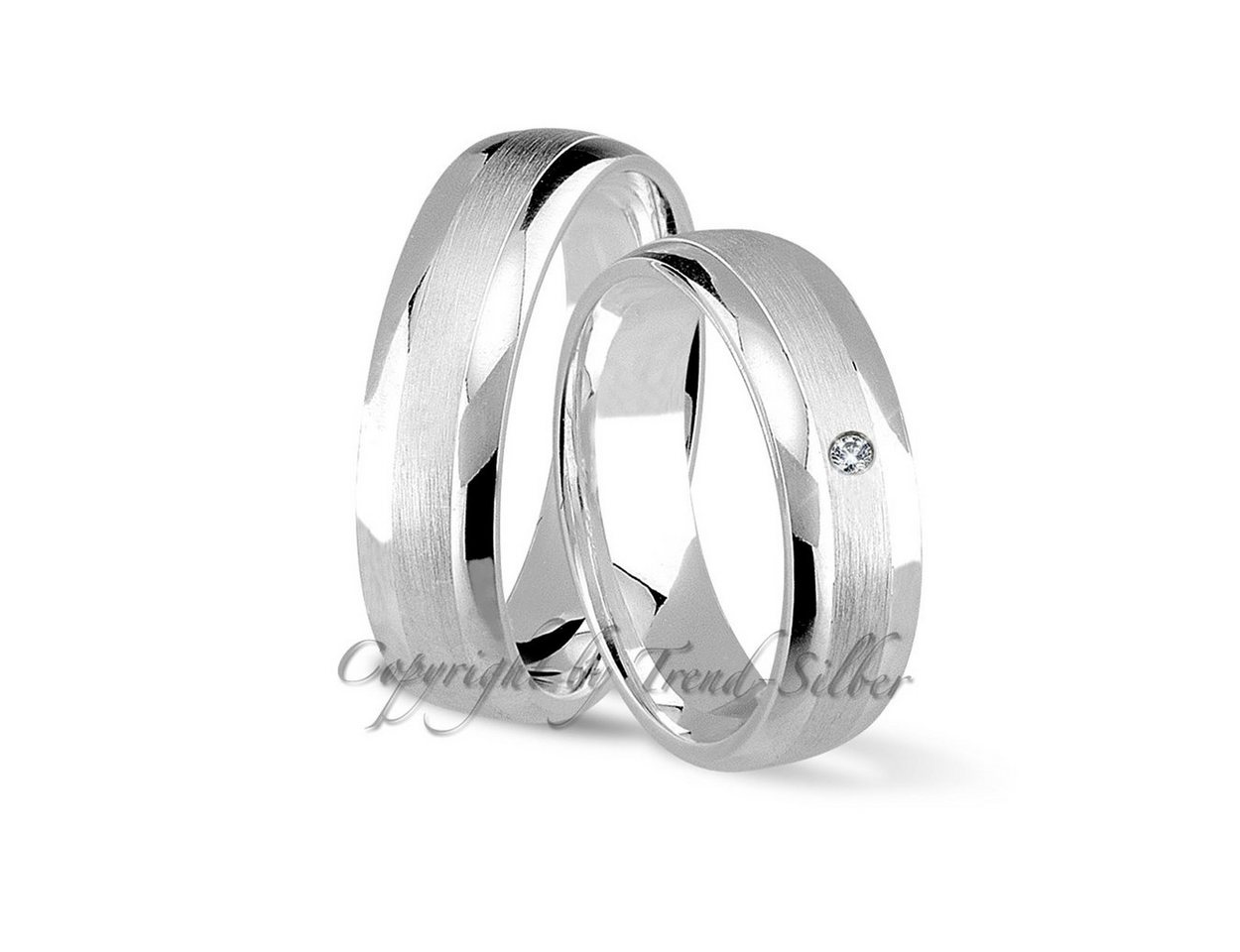 Trauringe123 Trauring Hochzeitsringe Verlobungsringe Trauringe Eheringe Partnerringe aus 925er Silber mit Stein, J- 38 – Bild 2 von 3