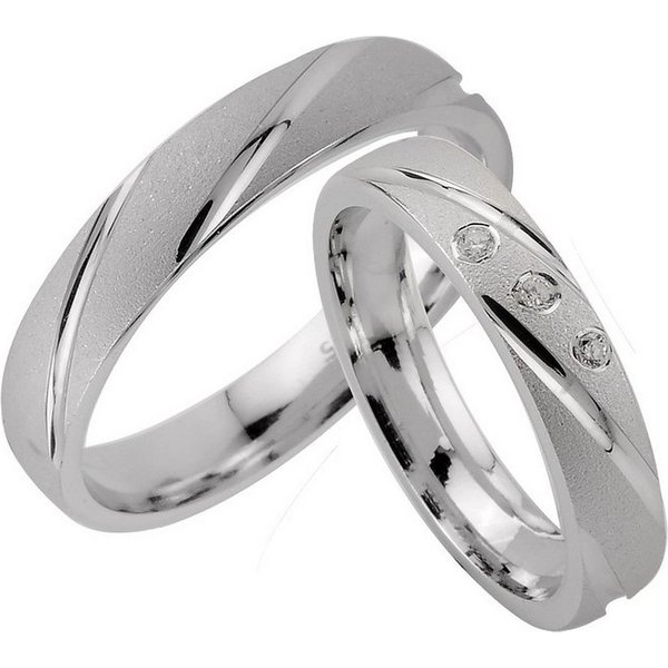 Trauringe123 Trauring Hochzeitsringe Verlobungsringe Trauringe Eheringe Partnerringe SILBER 925 m. 3 Stein J39