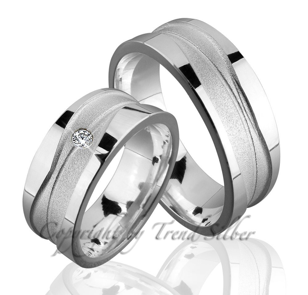 Trauringe123 Trauring Hochzeitsringe Verlobungsringe Trauringe Eheringe Partnerringe aus 925er Silber ohne und mit Stein, J90 – Bild 2 von 3