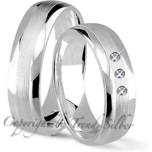 Trauringe123 Trauring Hochzeitsringe Verlobungsringe Trauringe Eheringe Partnerringe aus 925er Silber mit Stein, J- 38