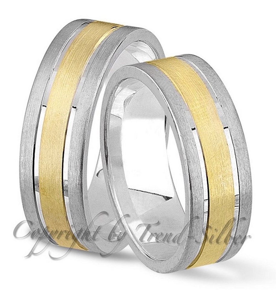 Trauringe123 Trauring Trauringe aus 925er Silber ohne Stein + Gold plattiert . J101 – Bild 4 von 4