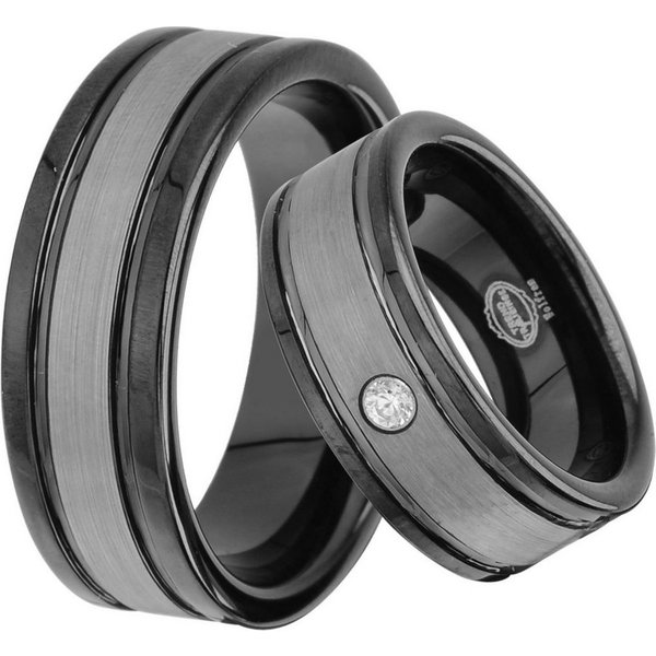 Trauringe123 Trauring WOLFRAM RINGE - Hochzeitsringe Verlobungsringe Trauringe Eheringe Partnerringe - Titan Look JW11
