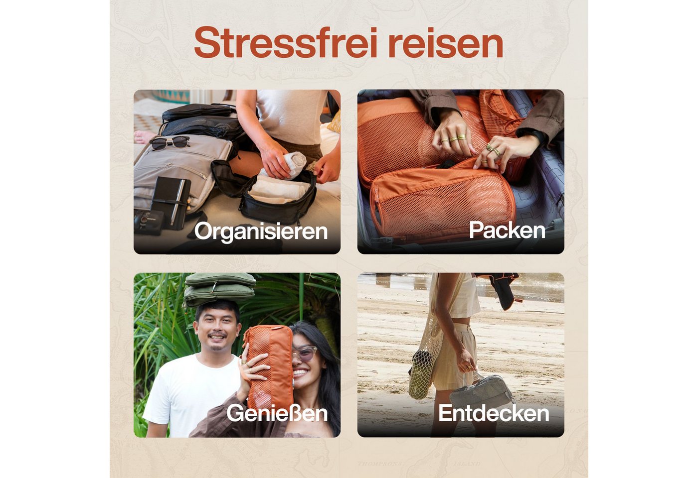 TRAVEL DUDE Kofferorganizer, Packing Cubes aus recycelten Plastikflaschen (ultraleichte Packwürfel, 7-tlg., Packtaschen, Packing Cubes für Rucksack und Koffer), – Bild 2 von 5