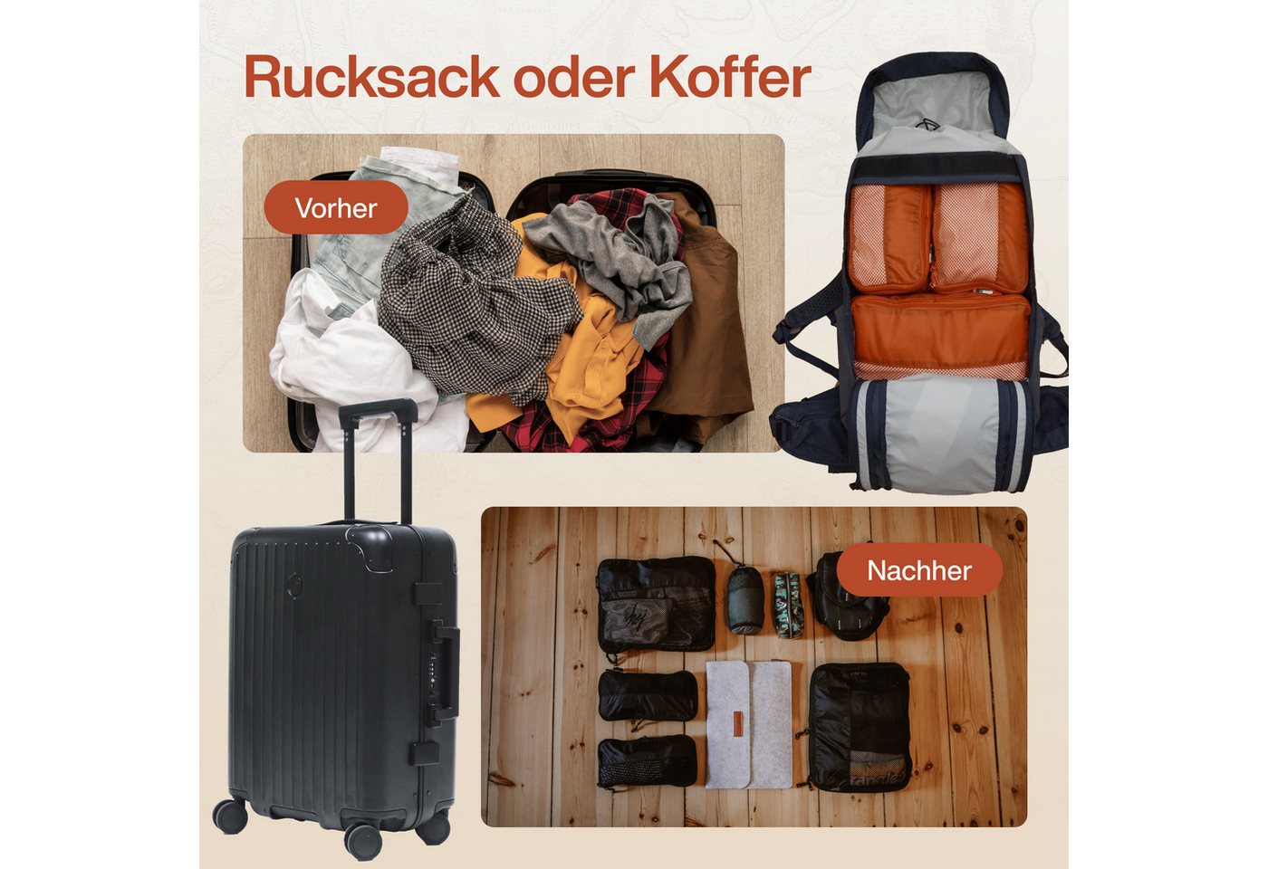 TRAVEL DUDE Kofferorganizer, Packing Cubes aus recycelten Plastikflaschen (ultraleichte Packwürfel, 7-tlg., Packtaschen, Packing Cubes für Rucksack und Koffer), – Bild 5 von 5