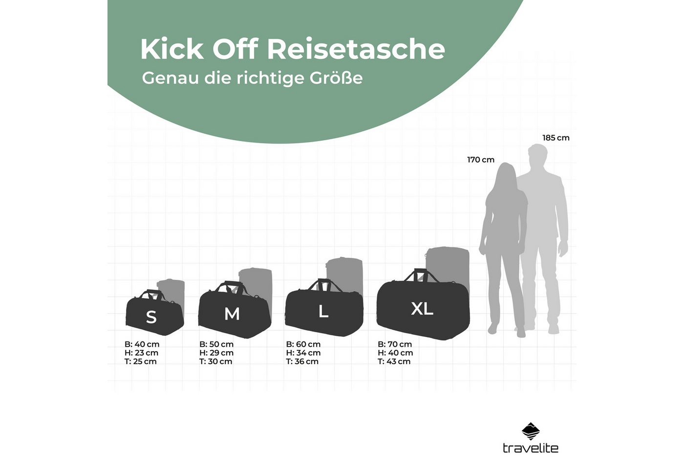 travelite Reisetasche KICK OFF, verschiedene Größen und Farben, Reisegepäck Sporttasche Freizeittasche mit Aufsteckfunktion – Bild 2 von 5