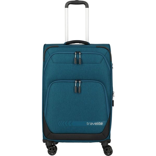 travelite Trolley KICK OFF Reisekoffer, 4 Rollen, 4 Doppelrollen, Außentaschen und Packgurte – leicht und robust