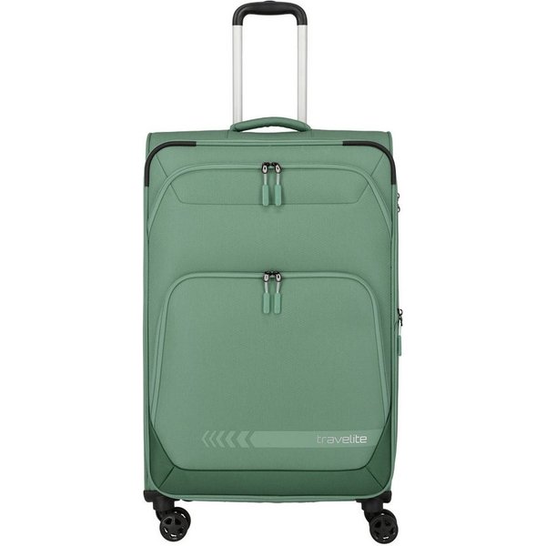travelite Trolley KICK OFF Reisekoffer, 4 Rollen, 4 Doppelrollen, Außentaschen und Packgurte – leicht und robust