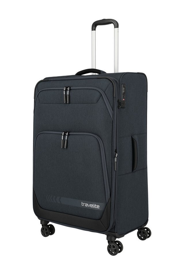 travelite Trolley KICK OFF Reisekoffer, 4 Rollen, 4 Doppelrollen, Außentaschen und Packgurte – leicht und robust – Bild 2 von 5