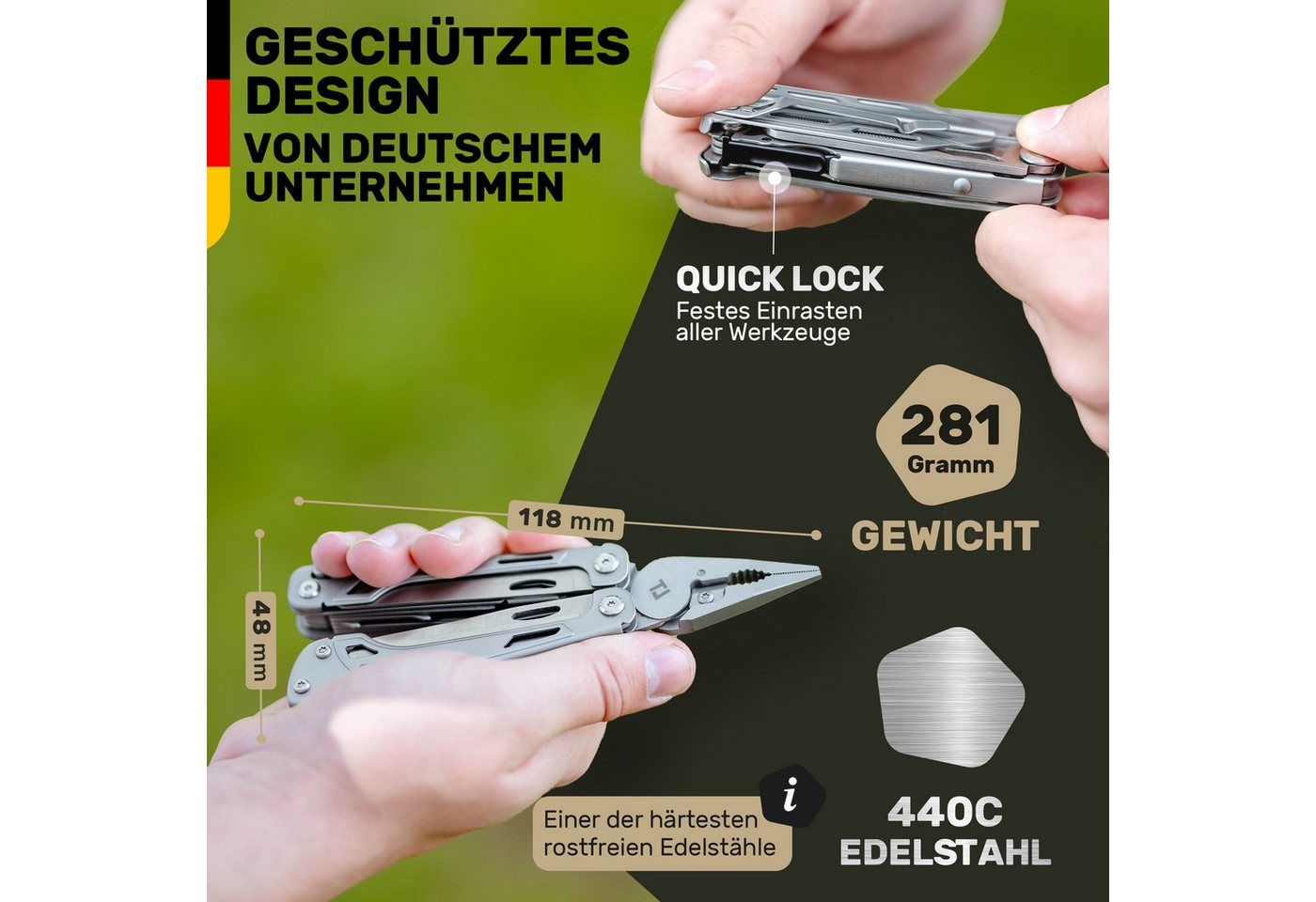 Trekline Multitool - Camping Werkzeug Multifunktionswerkzeug Multifunktionsmesser – Bild 3 von 5