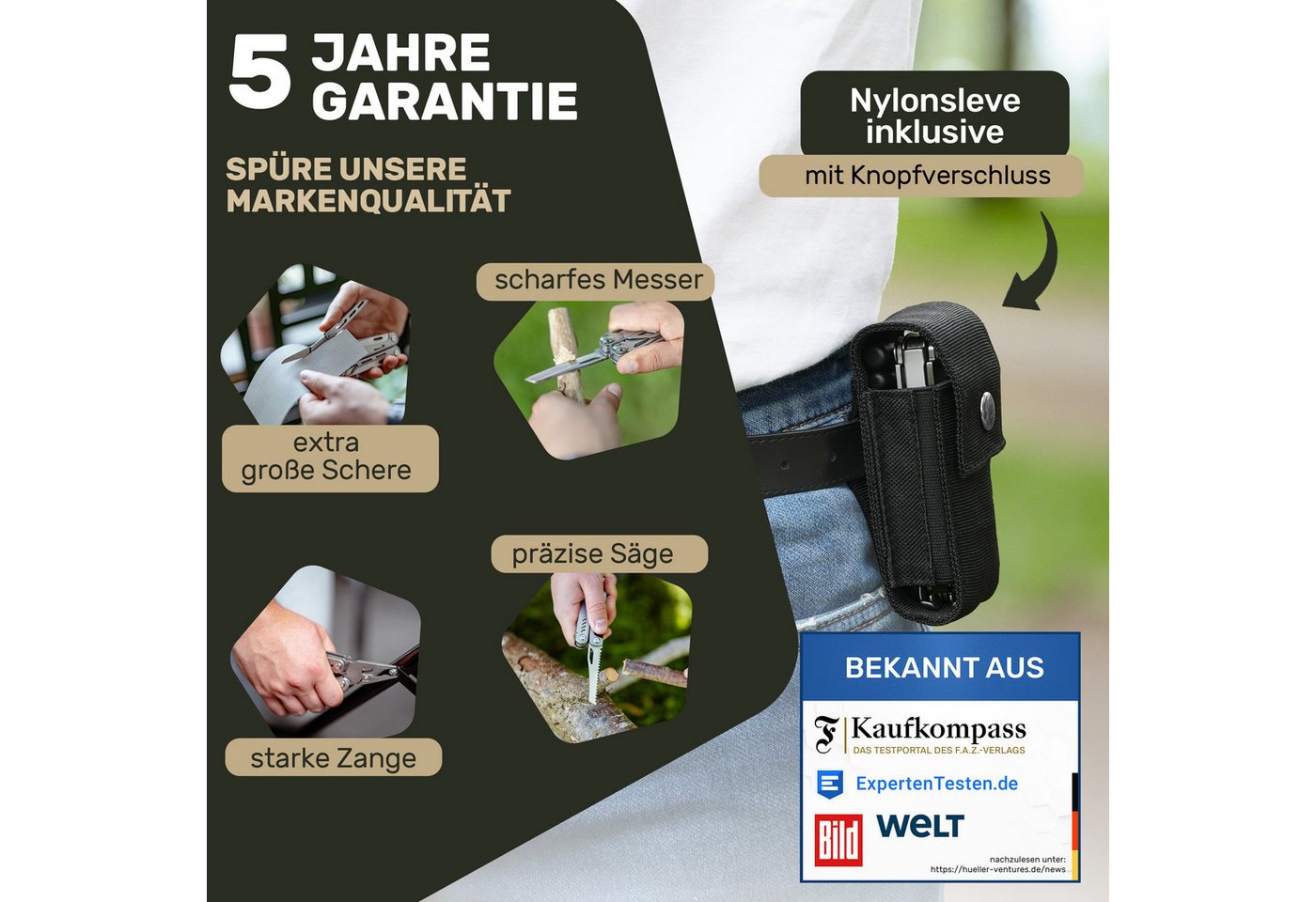 Trekline Multitool - Camping Werkzeug Multifunktionswerkzeug Multifunktionsmesser – Bild 4 von 5