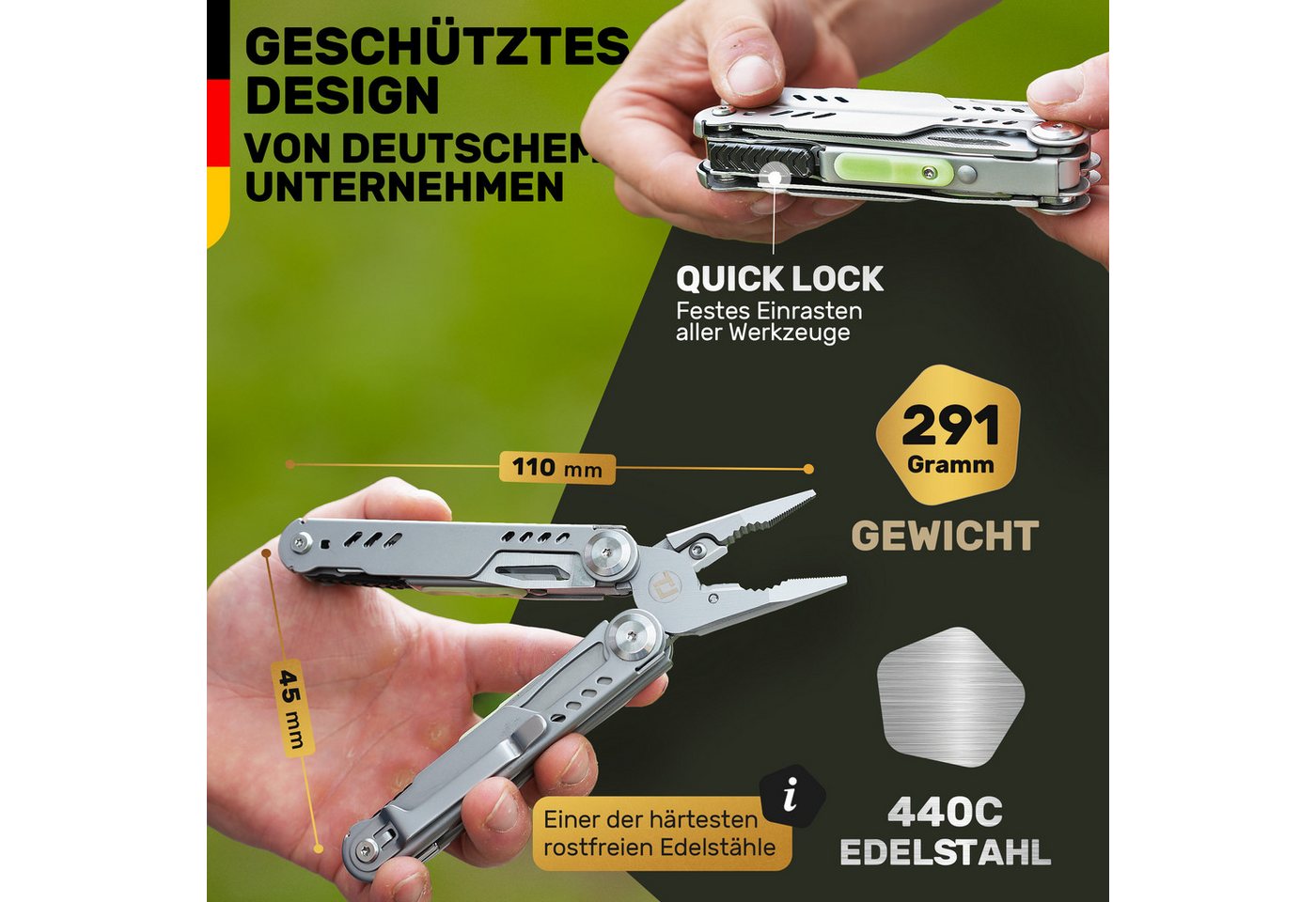 Trekline Multitool - Camping Werkzeug Multifunktionswerkzeug Multifunktionsmesser – Bild 3 von 5