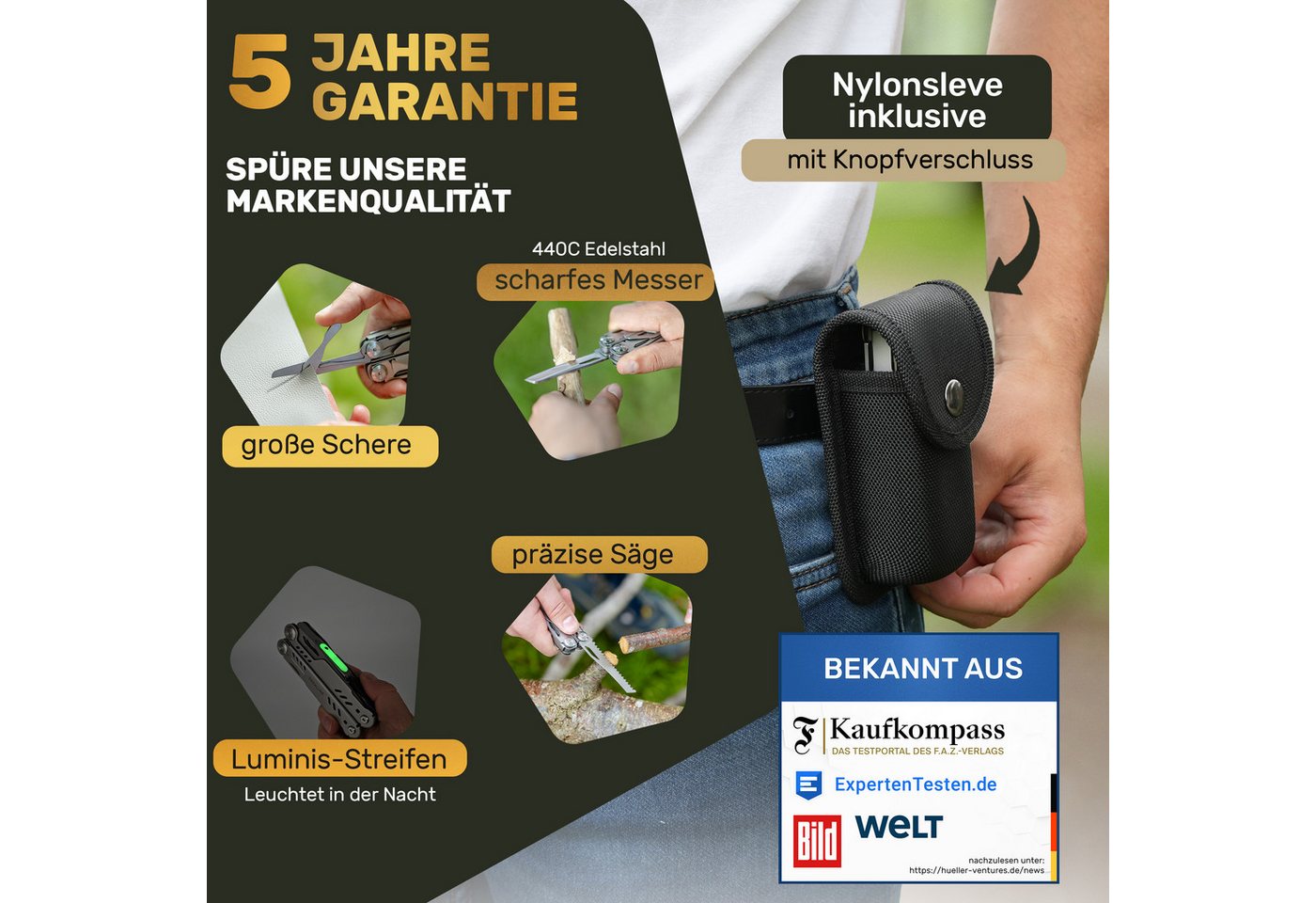 Trekline Multitool - Camping Werkzeug Multifunktionswerkzeug Multifunktionsmesser – Bild 4 von 5