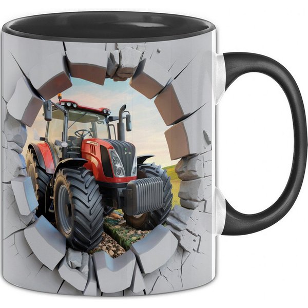 Trendation Tasse 3D Traktor Tasse Geschenk Traktor Durchbruch Wand Grafik Geschenkide