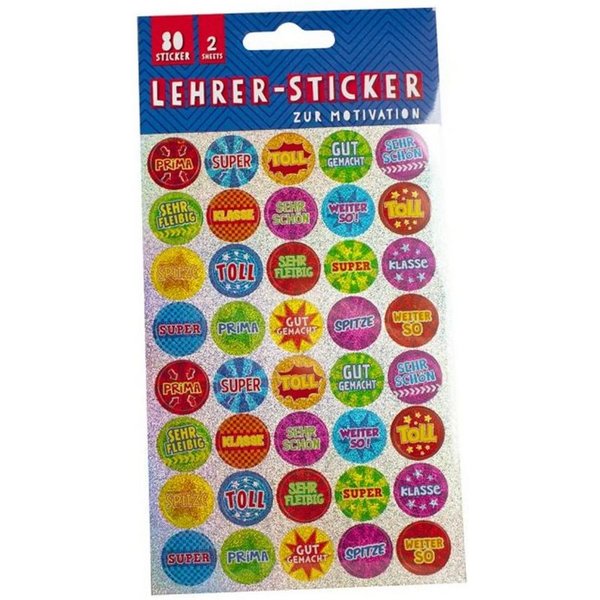 Trendhaus Aufkleber Lehrer Sticker Cool Style 80 Stück Glitzer mit vielen tollen Motivatio