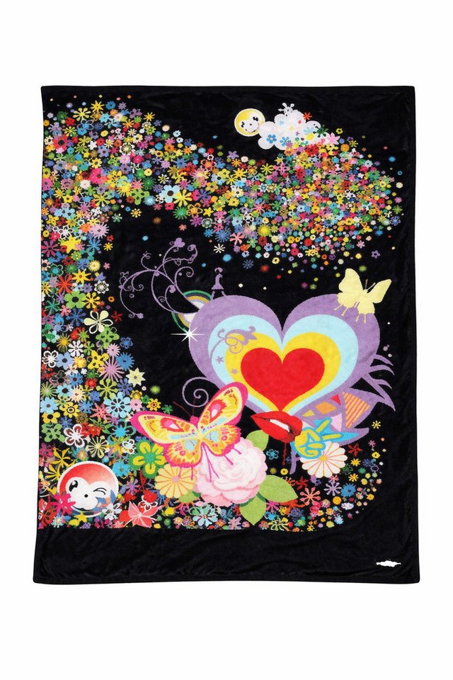 Wohndecke Reilly - Fleece Decke, Fleecedecke, Kuscheldecke, Hearts & Butterflies, trendimport – Bild 2 von 2