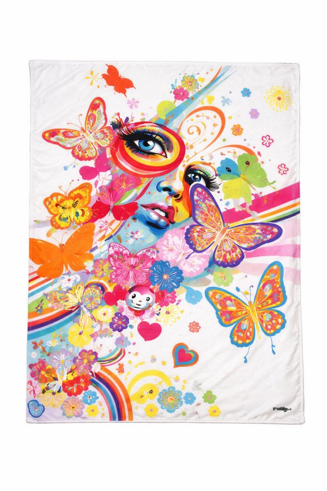 Wohndecke Reilly - Fleece Decke, Fleecedecke, Kuscheldecke, Weiß, Rainbow Face, trendimport – Bild 2 von 2