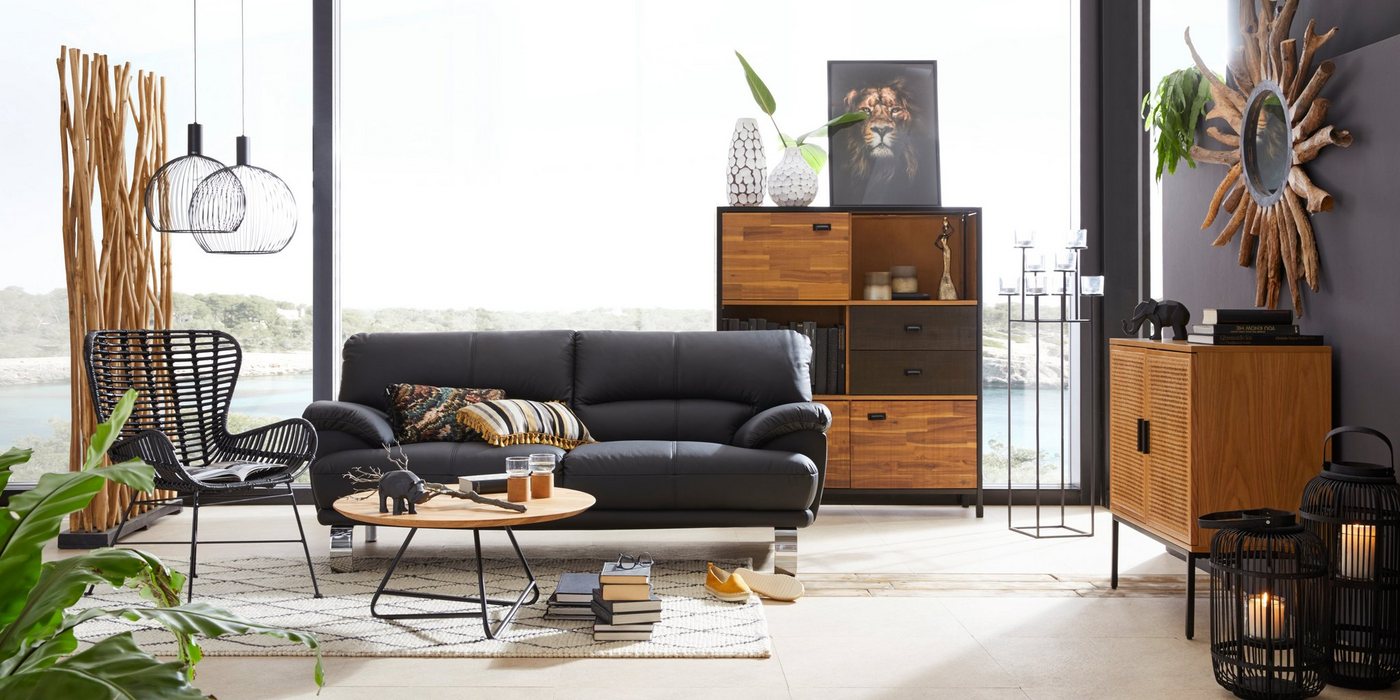 TRENDMANUFAKTUR 3-Sitzer Cecilia, in italienischem Design, bequem, mit Chromfüßen – Bild 3 von 5