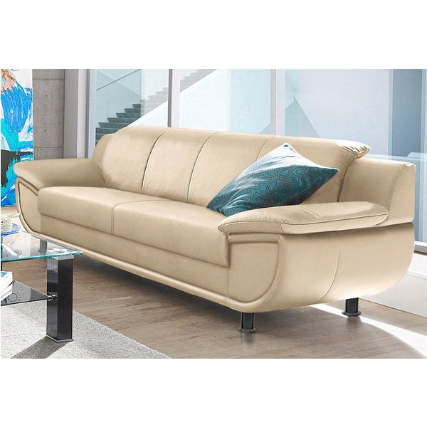 TRENDMANUFAKTUR 3-Sitzer Rondo 207 cm, Breite, breite Armlehnen, Füße schwarz, Big-Sofa wahlweise mit Federkern, in verschiedenen Bezügen bestellbar