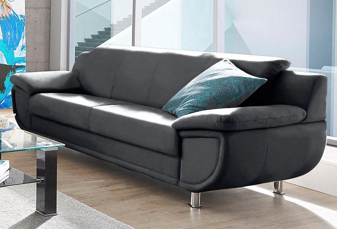 TRENDMANUFAKTUR 3-Sitzer Rondo 207 cm, 3-Sitzer, komfortabel, Federkern optional, Chromfüße, wahlweise mit Federkern, pflegeleichte Bezügen, Unser Dauertiefprei – Bild 5 von 5
