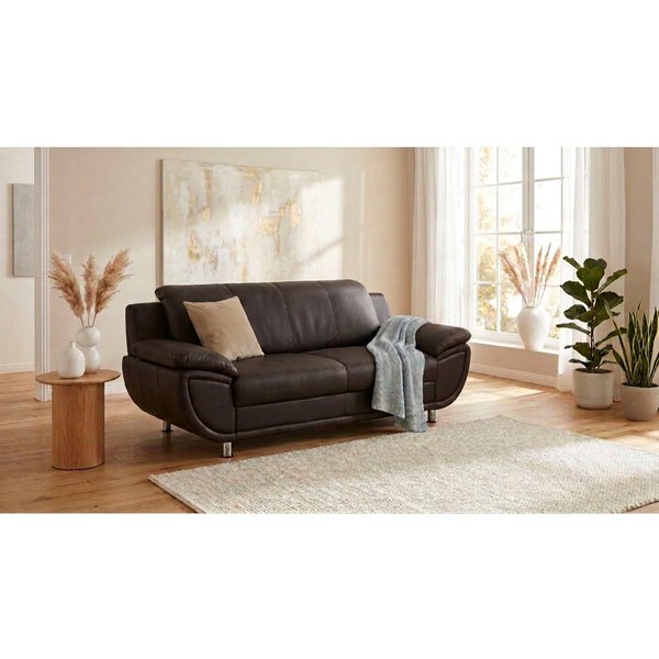 TRENDMANUFAKTUR 3-Sitzer Rondo 207 cm, 3-Sitzer, komfortabel, Federkern optional, Chromfüße, wahlweise mit Federkern, pflegeleichte Bezügen, Unser Dauertiefprei