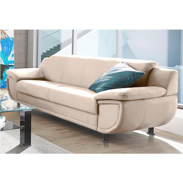 TRENDMANUFAKTUR 3-Sitzer Rondo 207 cm, Breite, breite Armlehnen, Füße schwarz, Big-Sofa wahlweise mit Federkern, in verschiedenen Bezügen bestellbar